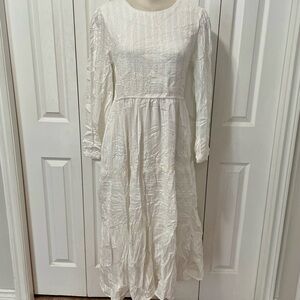 New beautiful Zesica 100% cotton White Long Sleeve Tier Smocked Dress